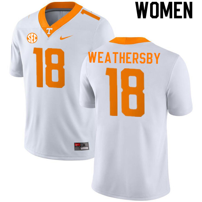 Women #18 Tyree Weathersby Tennessee Volunteers College Football Jerseys Stitched-White